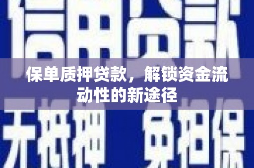 万秀保单质押贷款，解锁资金流动性的新途径