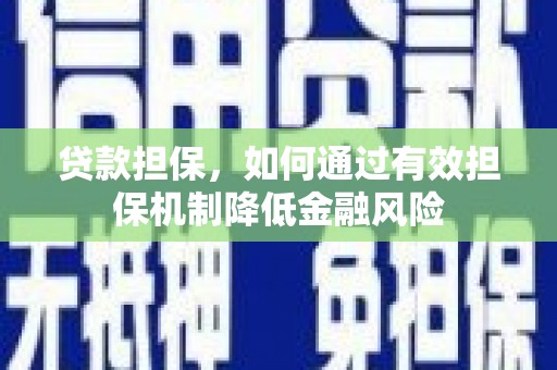 万秀贷款担保，如何通过有效担保机制降低金融风险